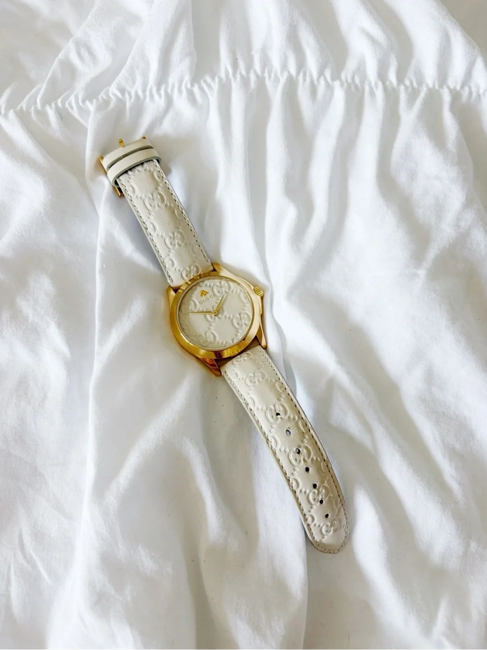 GUCCI G-Timeless 38mm Quartz Watch White Leather